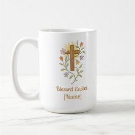 Easter Cross with Flowers, Faith Mug, Customizable Kaffeetasse