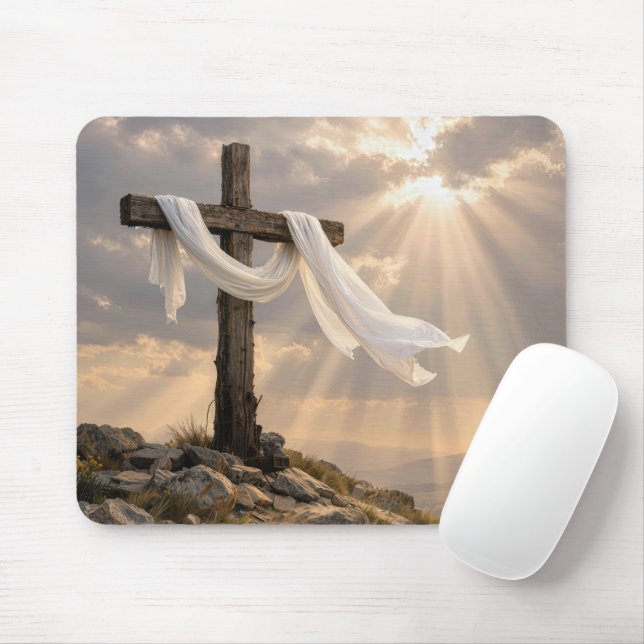 Easter Cross with Shroud at Sunrise Mousepad (Mit Mouse)