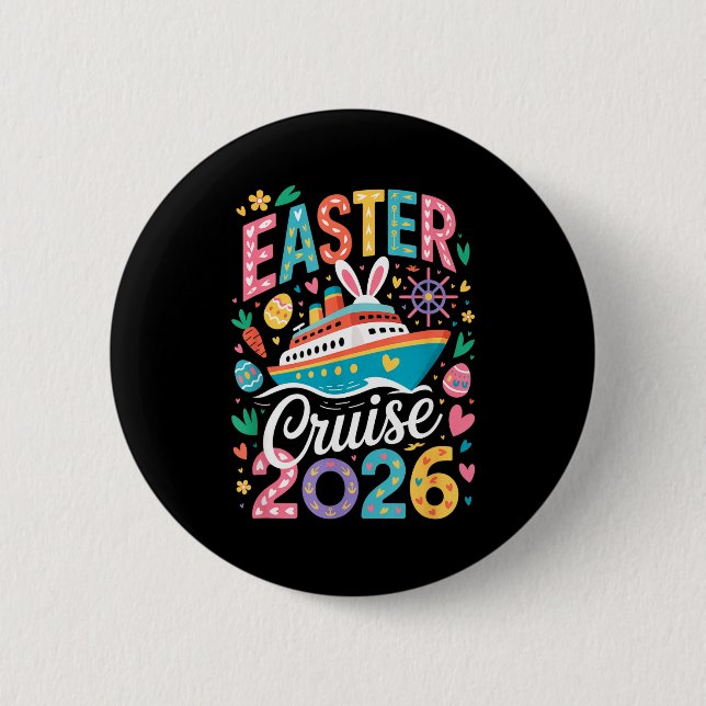 Easter Cruise Crew 2026 Matching Group Family Vaca Button (Vorderseite)