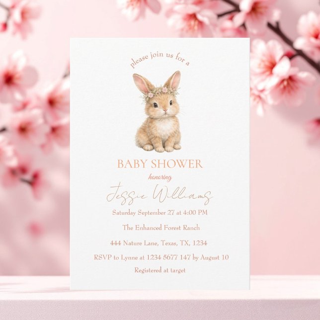 Easter Cute Bunny Rabbit Watercolor Baby Shower Einladung (Von Creator hochgeladen)