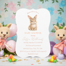 Easter Cute Bunny Rabbit Watercolor Baby Shower
