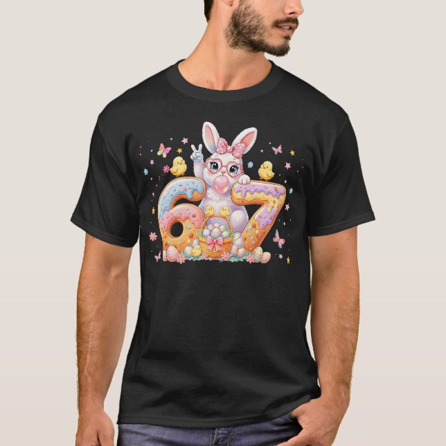 Easter Day 67 Cute Rabbit Bunny Six Seven Meme T-Shirt (Vorderseite)