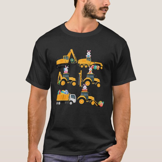 Easter day Bunny Construction Trucks  Boys Kids To T-Shirt (Vorderseite)