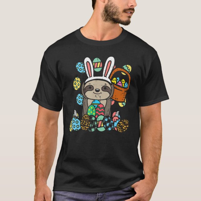 Easter Day Bunny Ears Eggs Basket Cute Men W T-Shirt (Vorderseite)