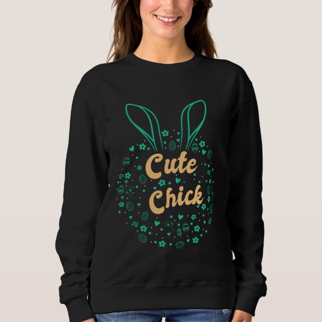 Easter Day Bunny Eggs Cute Chick Christian Jesus Sweatshirt (Vorderseite)