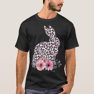 Easter Day Cute Bunny Rabbit Leopard Flower Girls T-Shirt