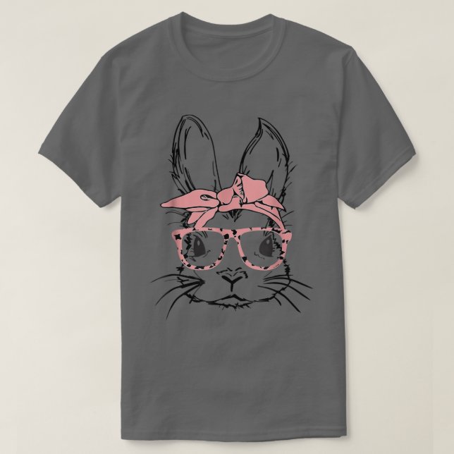 Easter Day Leopard Bunny Glasses Eggs Cute Rabbit  T-Shirt (Design vorne)