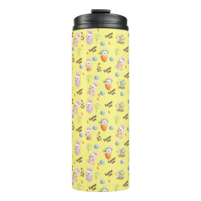Easter Day Rabbits Pattern Thermosbecher (Vorderseite)