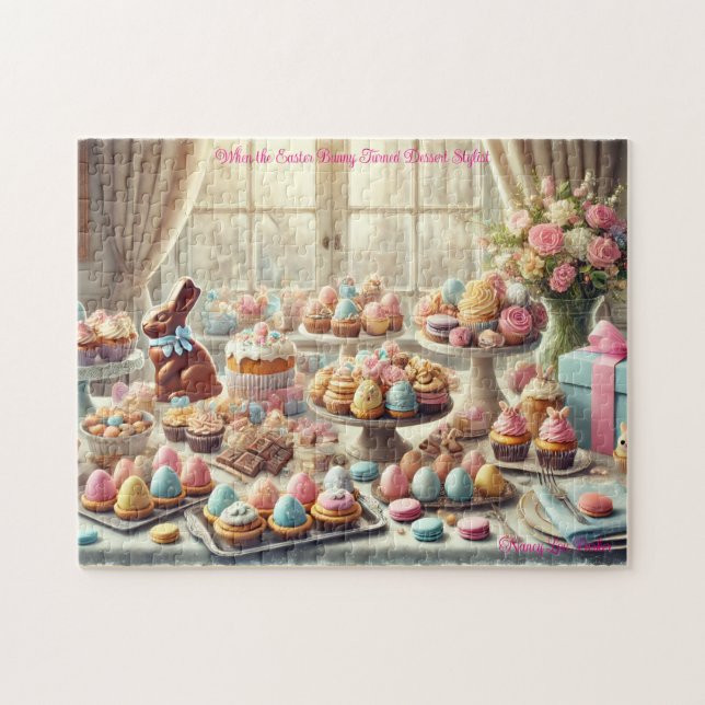 Easter Dessert Table,  Spring Treats Bunny Party Puzzle (Horizontal)