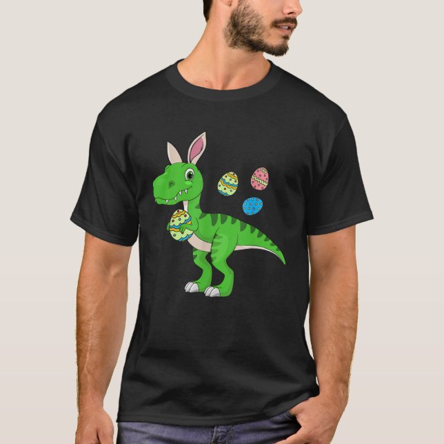 Easter Dinosaur Boys Kids Bunny Easter Basket Stuf T-Shirt (Vorderseite)