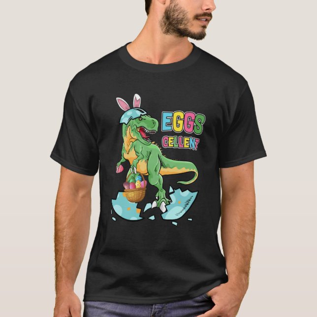 Easter Dinosaur Bunny rex Boys Girls Kids Eggs Cel T-Shirt (Vorderseite)
