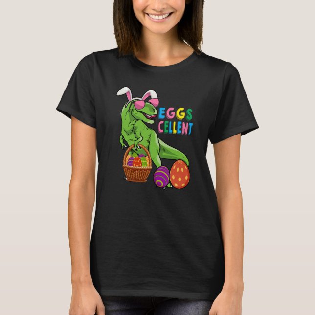 Easter Dinosaur Bunny rex Boys Girls Kids Eggs Cel T-Shirt (Vorderseite)