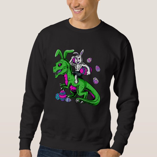 Easter Dinosaur Girls Boys Kids Bunny Easter Baske Sweatshirt (Vorderseite)