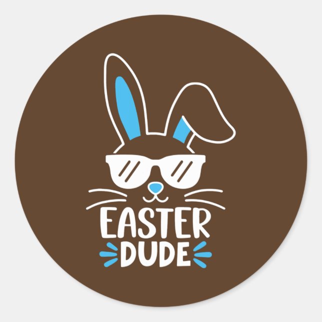 Easter Dude Bunny Sunglasses Easter Day For Boy Runder Aufkleber (Vorderseite)
