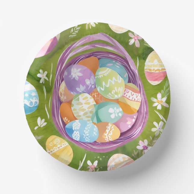 Easter Egg Basket | Spring Pastel Watercolor Pappteller (Vorderseite)