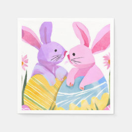 Easter Egg Bunnies | Pastel Watercolor Serviette