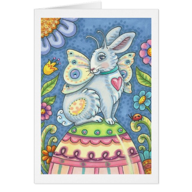 EASTER EGG FAIRY, BUNNY RABBIT GREETING CARD Verse (Vorne)
