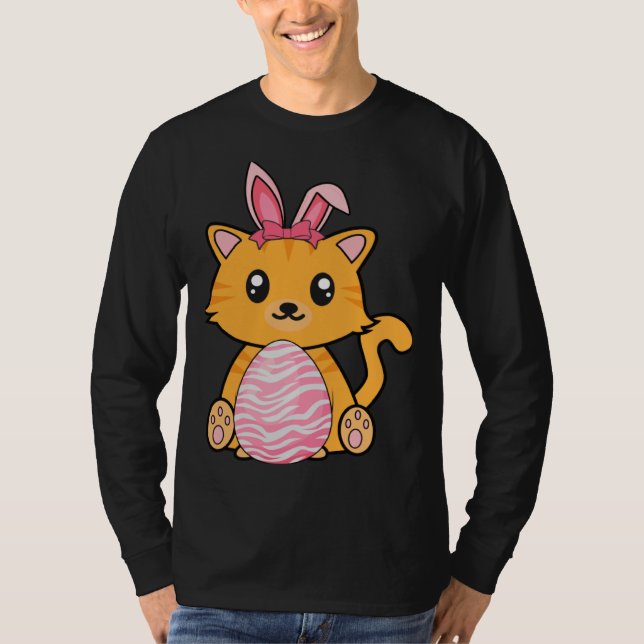 Easter Egg Hunt Bunny Ear Cat Easter Day 2023 T-Shirt (Vorderseite)