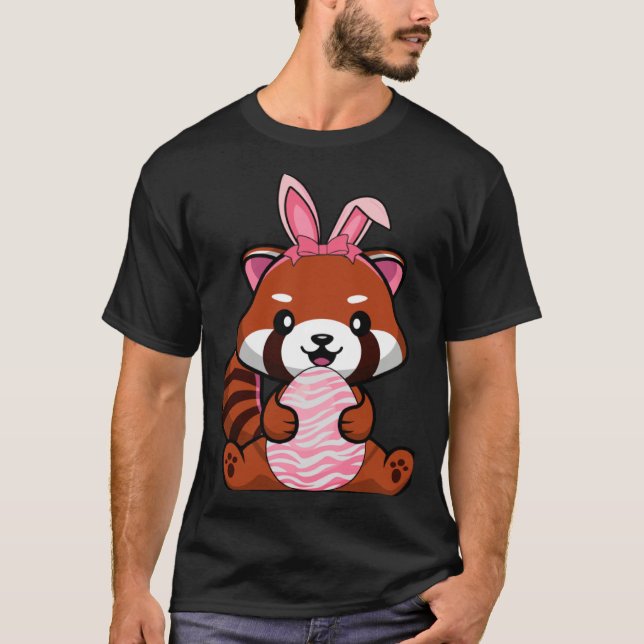 Easter Egg Hunt Bunny Ear Red Panda Easter Day 202 T-Shirt (Vorderseite)