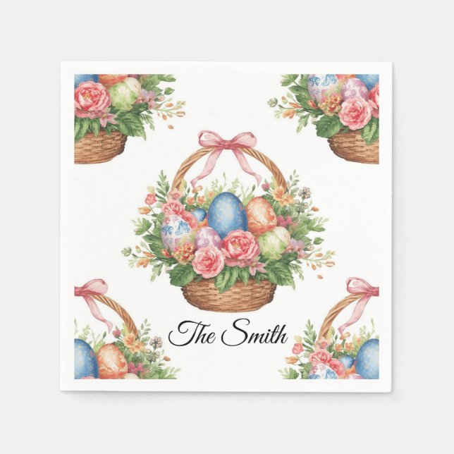 Easter Egg Hunt Party Napkins with Name Serviette (Vorderseite)
