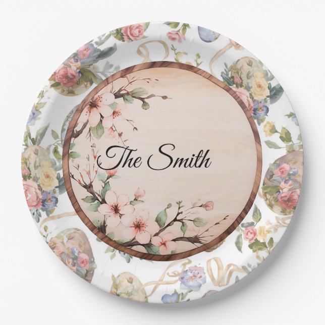 Easter Egg Hunt Party with Family Name Pappteller (Vorderseite)