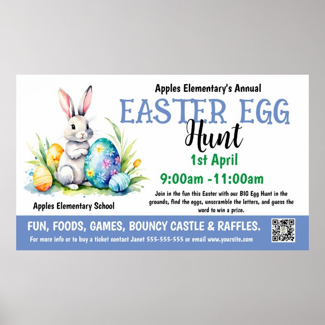 EASTER EGG HUNT PTO PTA Kirche Banner Poster (Vorne)