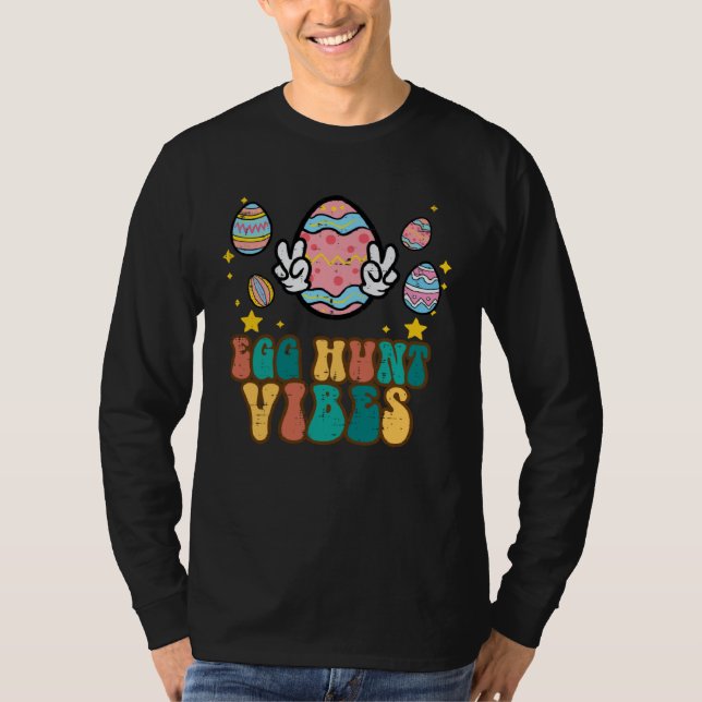 Easter Egg Hunt Vibes Peace Sign Retro Groovy Men  T-Shirt (Vorderseite)