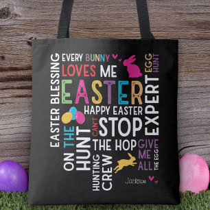 Easter Egg Hunt Word Cloud w Kid Name Year Black