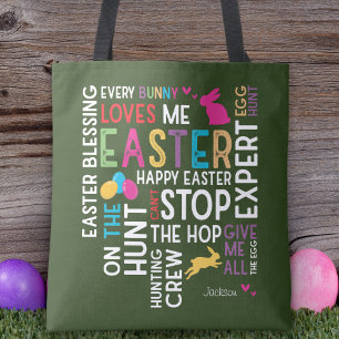 Easter Egg Hunt Word Cloud w Kid Name Year Green