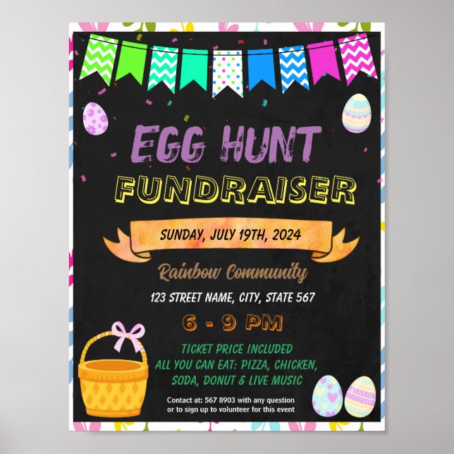 Easter Egg Jagd Fundraiser Schule Event Vorlage Poster (Vorne)