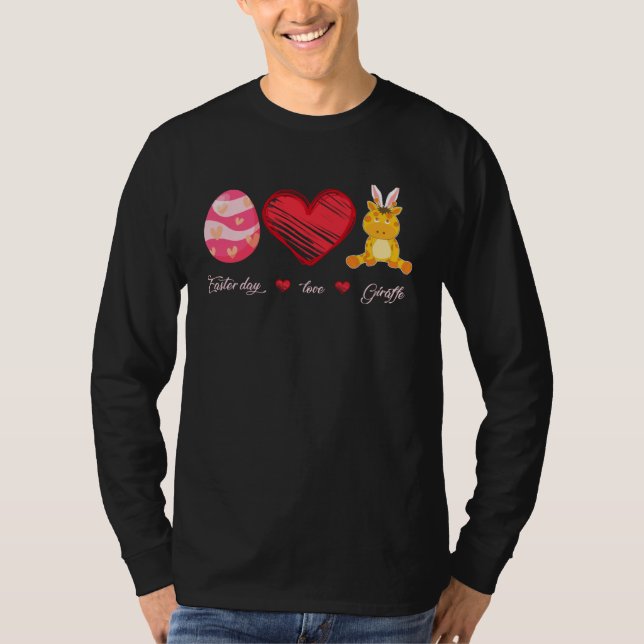 Easter Egg Love Giraffe Bunny Animal Pet  Day T-Shirt (Vorderseite)