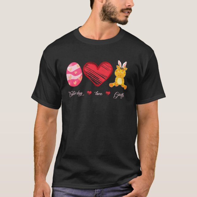 Easter Egg Love Giraffe Bunny Animal Pet  Day T-Shirt (Vorderseite)