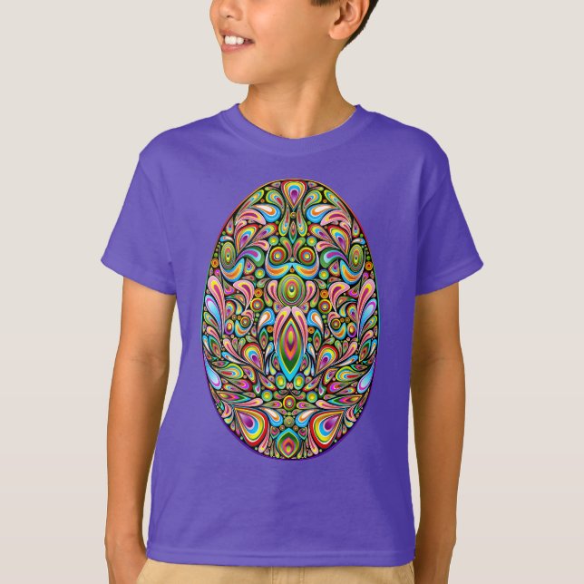 Easter Egg Psychedelic Design Kids Organic T-Shirt (Vorderseite)