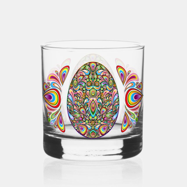 Easter Egg Psychedelic Design Kids Organic T-Shirt Whiskyglas (Vorderseite)