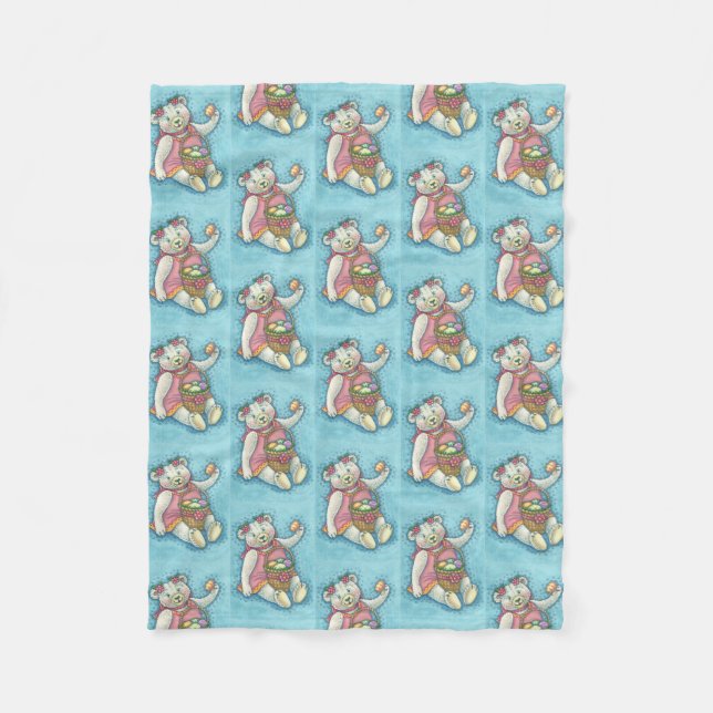 EASTER EGG TEDDY BEAR FLEECE BLANKET SM (Vorderseite)