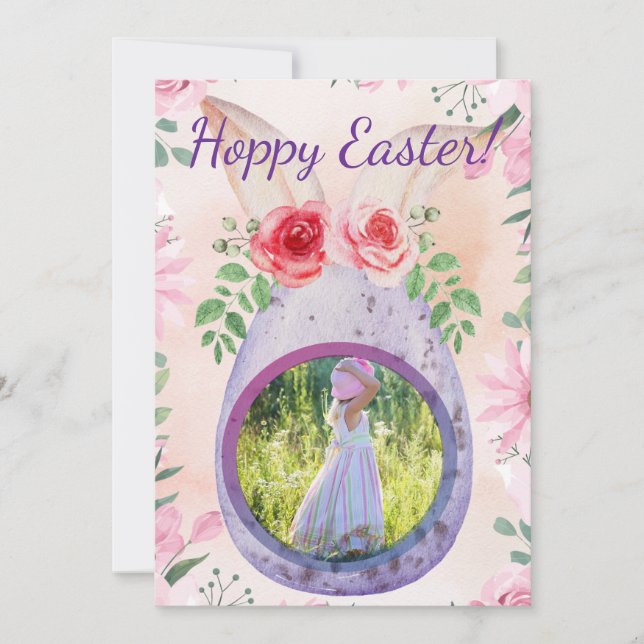 Easter egg with photo purple einladung (Vorderseite)