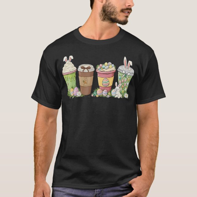 Easter Eggs Coffee Bunny Cups Latte Iced Cream T-Shirt (Vorderseite)