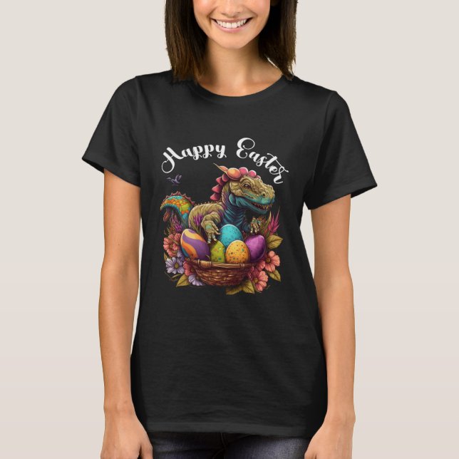 Easter Eggs Dino Rex Happy Easter Egg Happy Easter T-Shirt (Vorderseite)