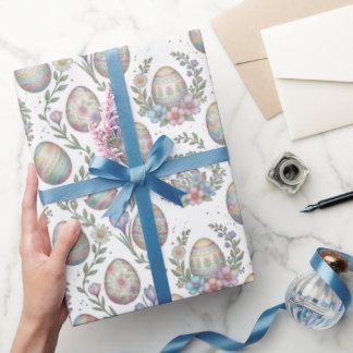 Easter Eggs & Floral Wreath Seamless Pattern Geschenkpapier