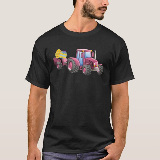 Easter Eggs in Pink Tractor Trailer for Girl s Eas T-Shirt (Vorderseite)