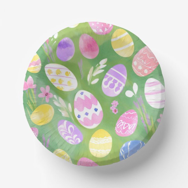 Easter Eggs | Pretty Pastel Watercolor Egg Hunt Pappteller (Vorderseite)