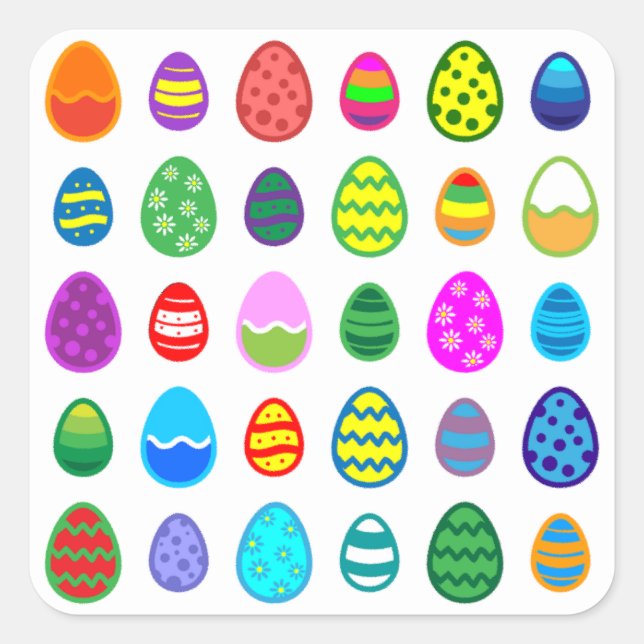 Easter Eggs Quadratischer Aufkleber (Vorderseite)