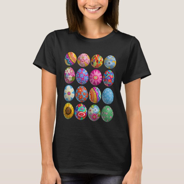 Easter Eggs spring flowers colorful fun T-Shirt (Vorderseite)