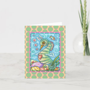 EASTER FANTASY SEEPFERD RABBIT GREETCARD Verse Feiertagskarte