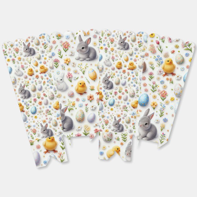 Easter Favor Box – Tiny Eggs, Bunnies & Chicks  Geschenkschachtel (Ungeklappt)