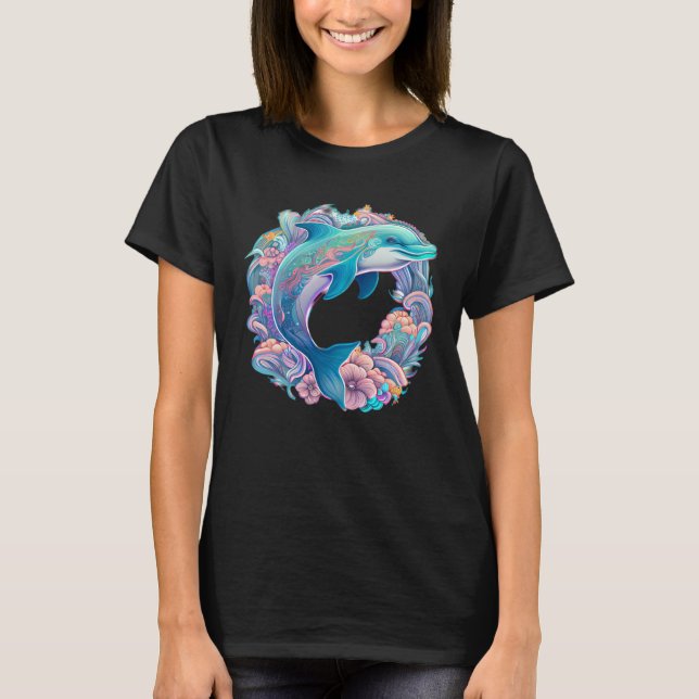 Easter festive Illustration with charming Dolphin  T-Shirt (Vorderseite)