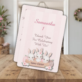 Easter First Birthday Thank You - Kawaii Bunnies Dankeskarte