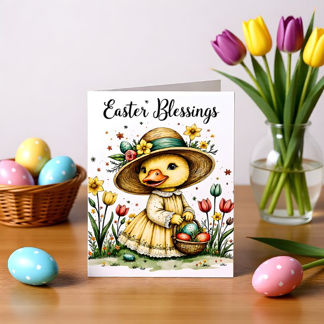 Easter, Floral Duck Greeting & Note Card (Von Creator hochgeladen)