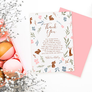 Easter floral rabbit little bunny baby shower dankeskarte