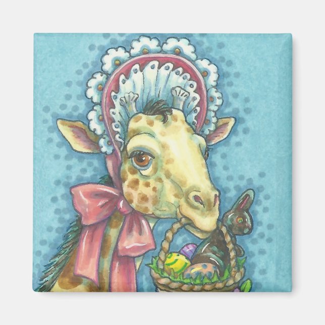 EASTER GIRAFFE MAGNET Square (Vorne)